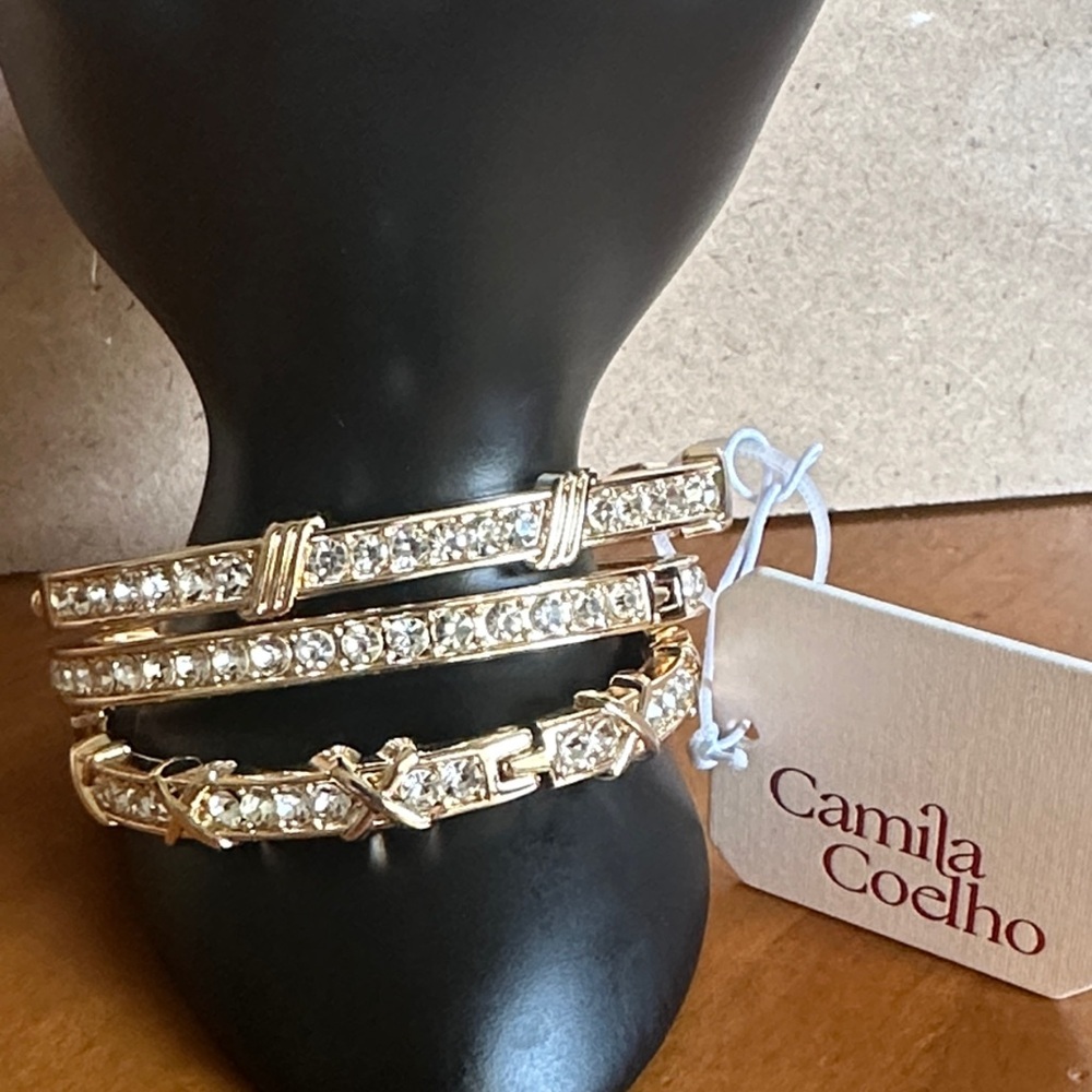 Camila Coelho Gold Crystal Stack Bracelets